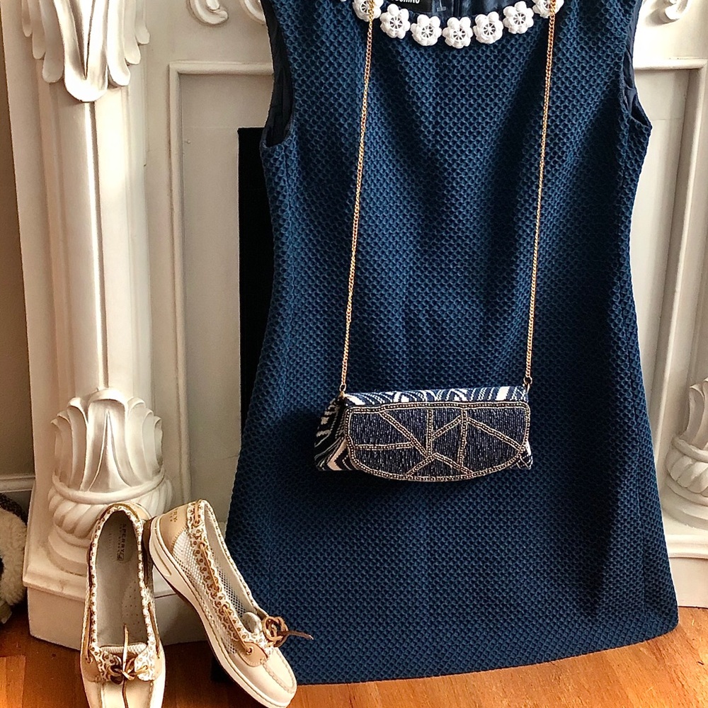 🐻🌼 BOUTIQUE MOSCHINO Navy Waffle Daisy Dress - Picture 14 of 17